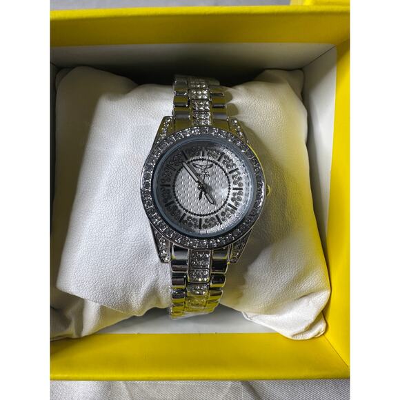 Silver Bracelet Invicta Wildflower Glam Rhinestone Jewelry Watch NWT - Picture 3 of 12